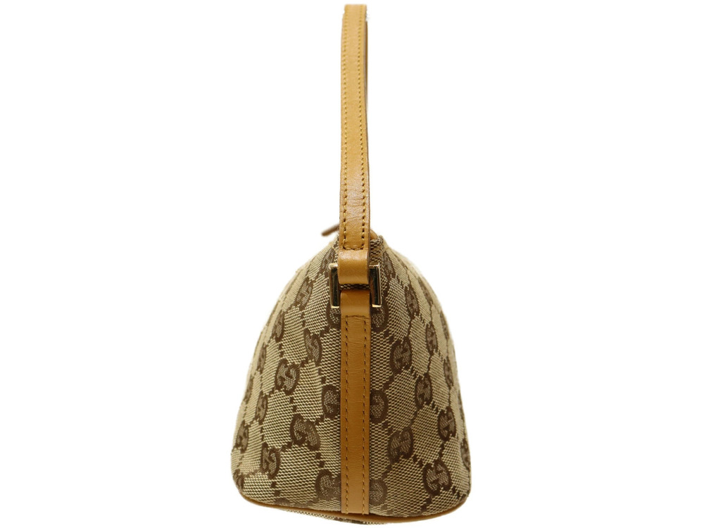 Gucci Beige Accessory GG Leather Canvas Hobo Bag Clutch Tan